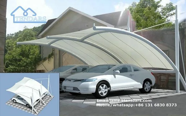 ลมโหลด 120 กม. / H ที่จอดรถโครงสร้างเมมเบรนสําหรับถาวรใช้หลังคาหลั่ง